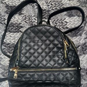 G.H. Bass & Co. Black Quilted Backpack with Gold Accents